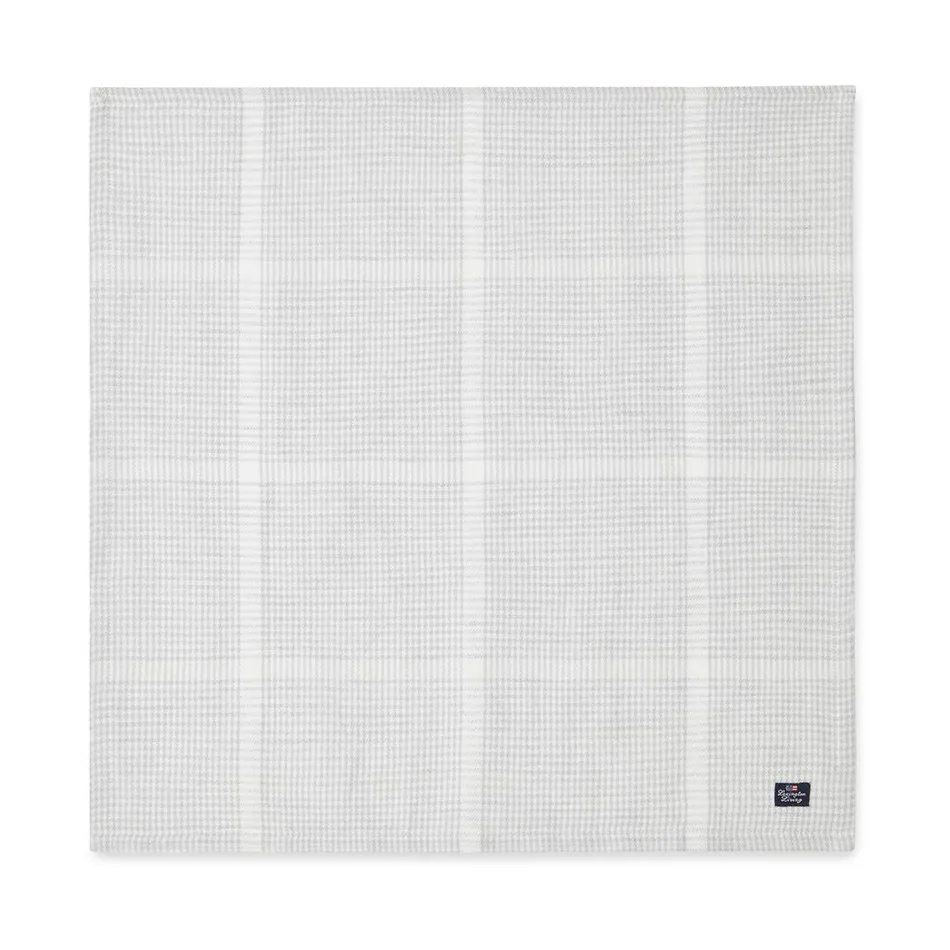 Pepita Check Cotton Linen kangaslautasliina 50x50 cm, White-light gray Lexington