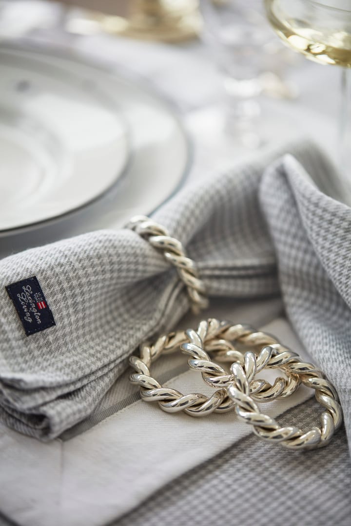 Pepita Check Cotton Linen kangaslautasliina 50x50 cm, White-light gray Lexington