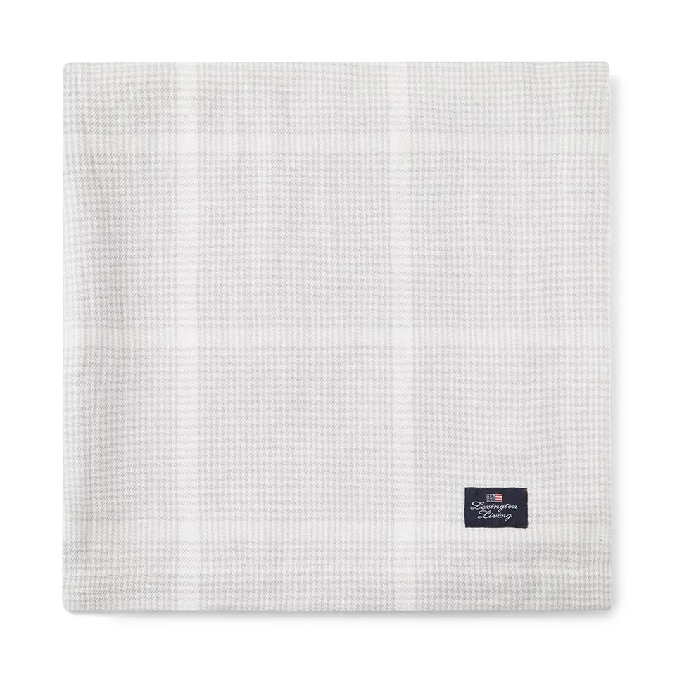 Pepita Check Cotton Linen -pöytäliina 150 x 350 cm, White-light gray Lexington