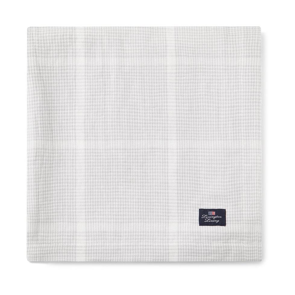Lexington Pepita Check Cotton Linen -pöytäliina 150 x 350 cm White-light gray