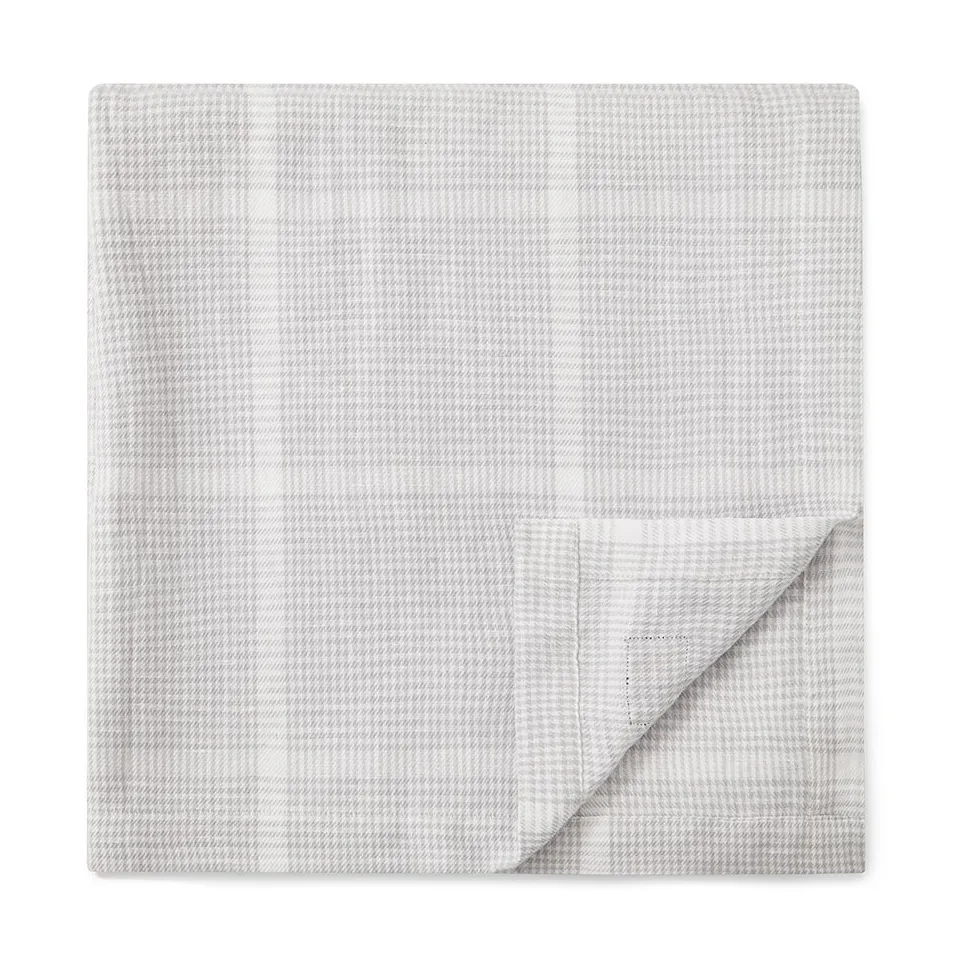 Pepita Check Cotton Linen -pöytäliina 150 x 350 cm, White-light gray Lexington