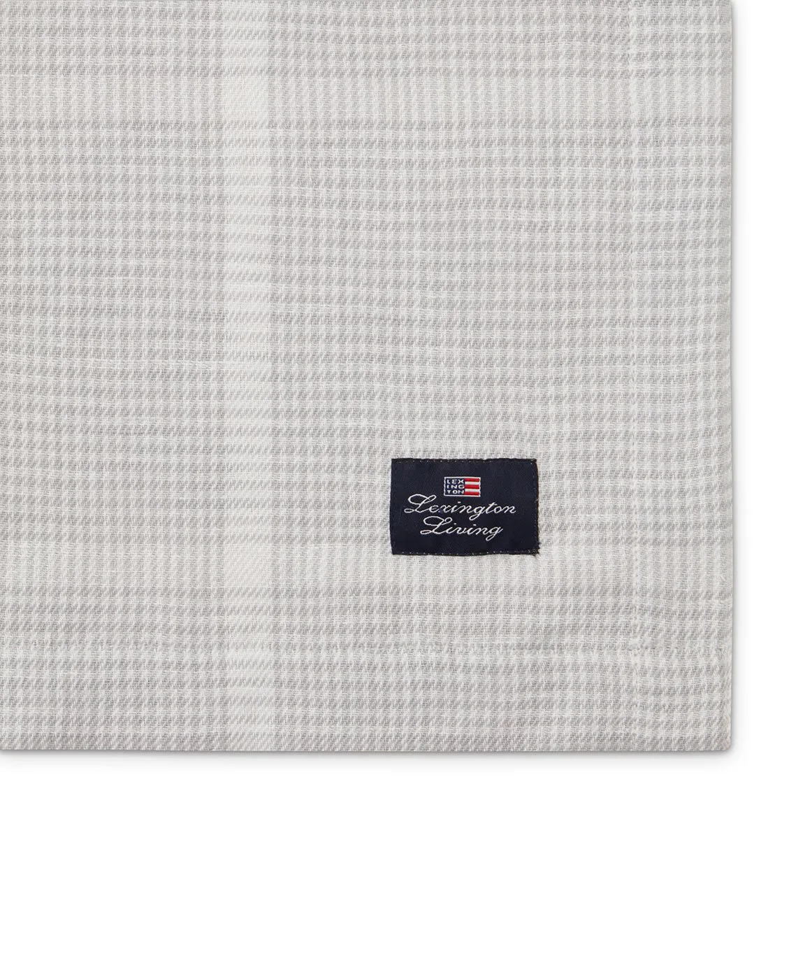 Pepita Check Cotton Linen -pöytäliina 150 x 350 cm, White-light gray Lexington
