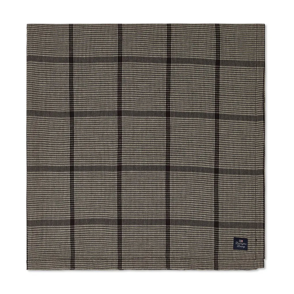 Pepita Check Cotton Linen pöytäliina 150x250 cm, Dark gray-beige Lexington