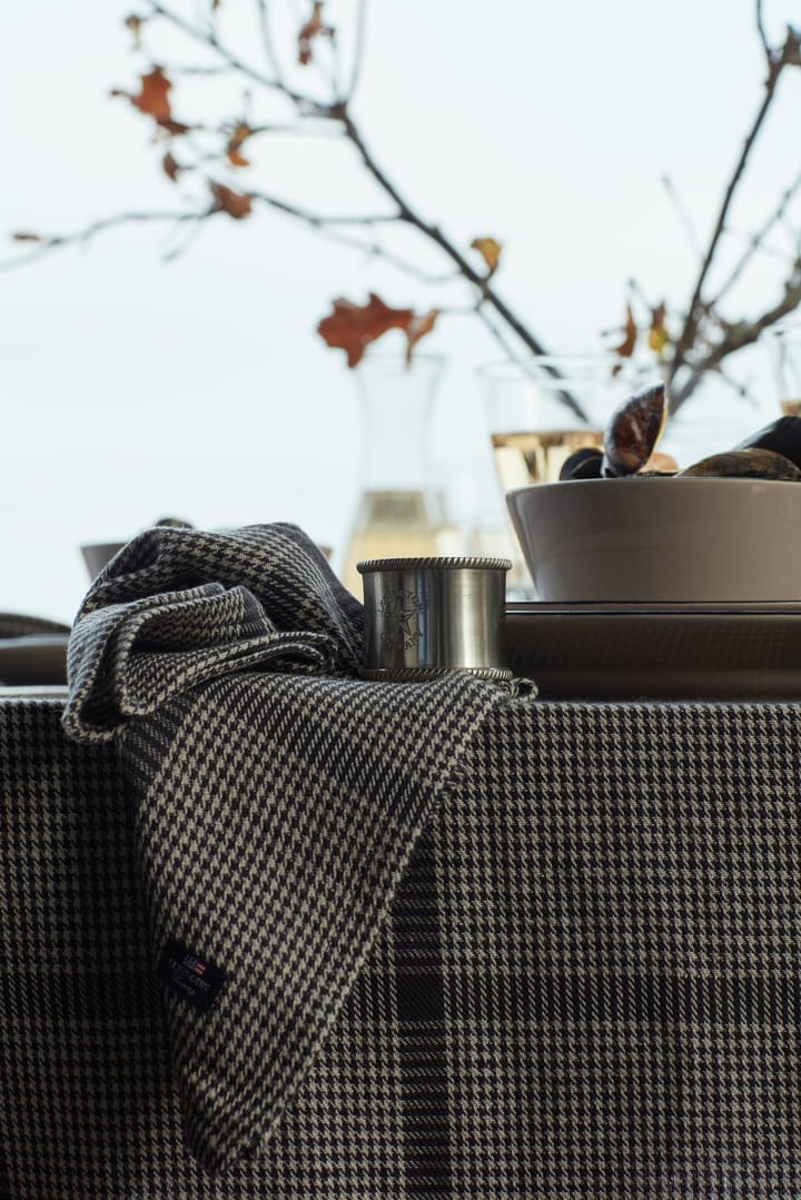 Pepita Check Cotton Linen pöytäliina 150x250 cm, Dark gray-beige Lexington