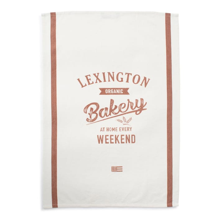 Printed Cotton Twill -keittiöpyyhe 50 x 70 cm - Off white-ruskea - Lexington