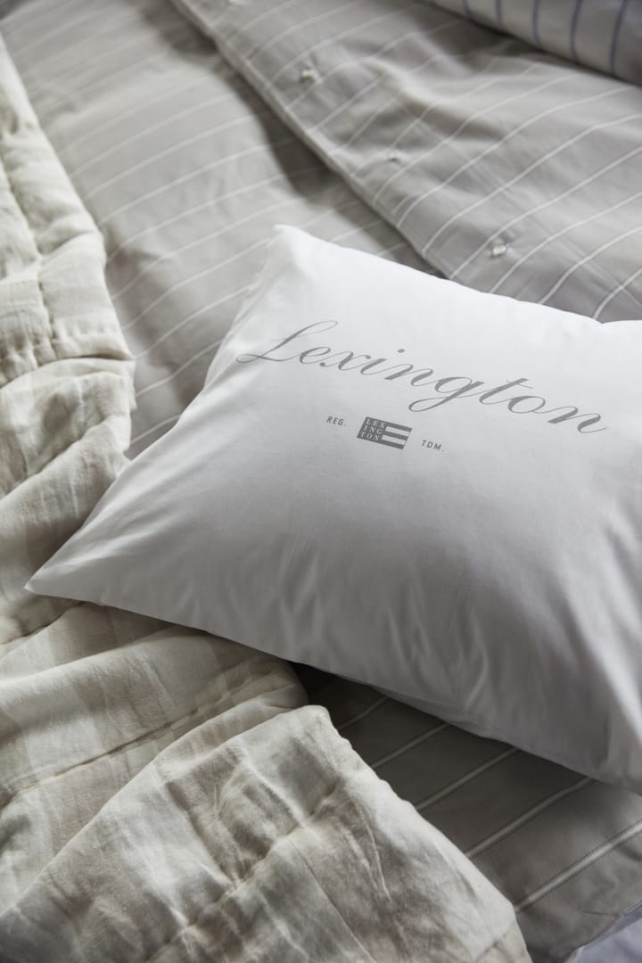 Printed Organic Cotton Poplin -tyynyliina 50 x 60 cm - Valkoinen-harmaa - Lexington