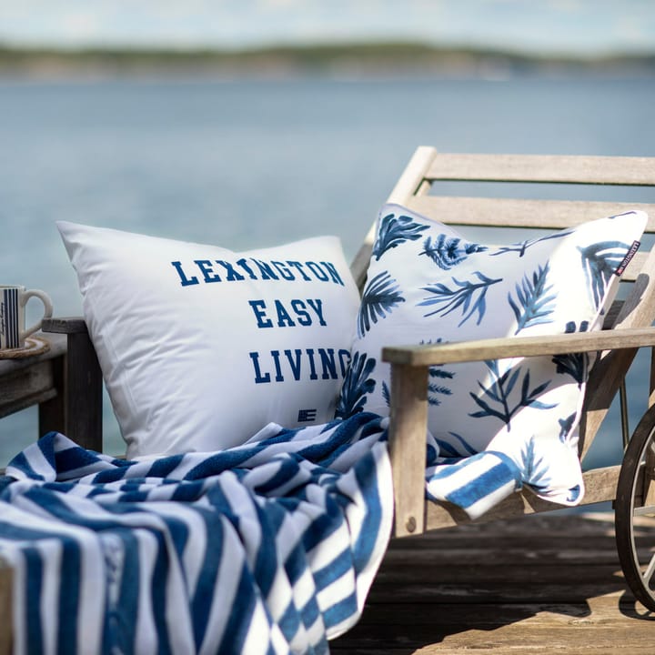 Printed Organic Cotton Poplin -tyynyliina 50 x 60 cm - White-blue - Lexington