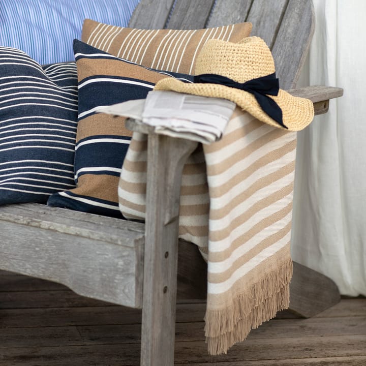 Printed Stripes Canvas -tyynynpäällinen 50 x 50 cm - Beige-dark blue - Lexington