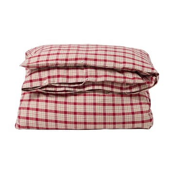 Punabeige ruudullinen puuvillaflanellipussilakanasetti 2 osaa - 50x60 cm, 150x210 cm - Lexington