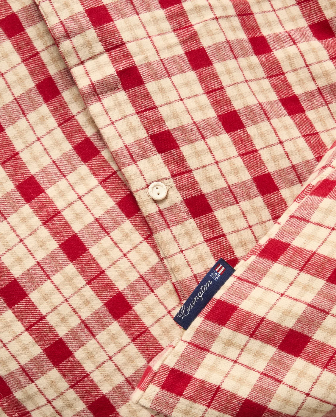 Punabeige ruudullinen puuvillaflanellipussilakanasetti 2 osaa, 50x60 cm, 150x210 cm Lexington