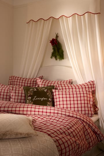 Punabeige ruudullinen puuvillaflanellipussilakanasetti 2 osaa - 50x60 cm, 150x210 cm - Lexington