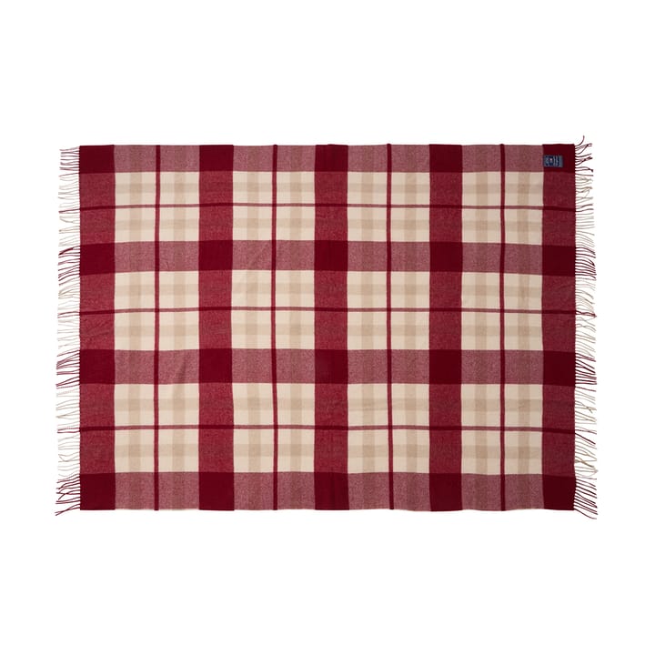 Red-beige ruutuinen kierrätetty villahuopa 130x170 cm, Punaruskea Lexington