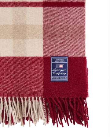 Red-beige ruutuinen kierrätetty villahuopa 130x170 cm - Punaruskea - Lexington