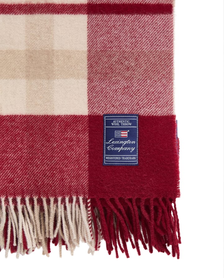 Red-beige ruutuinen kierrätetty villahuopa 130x170 cm, Punaruskea Lexington