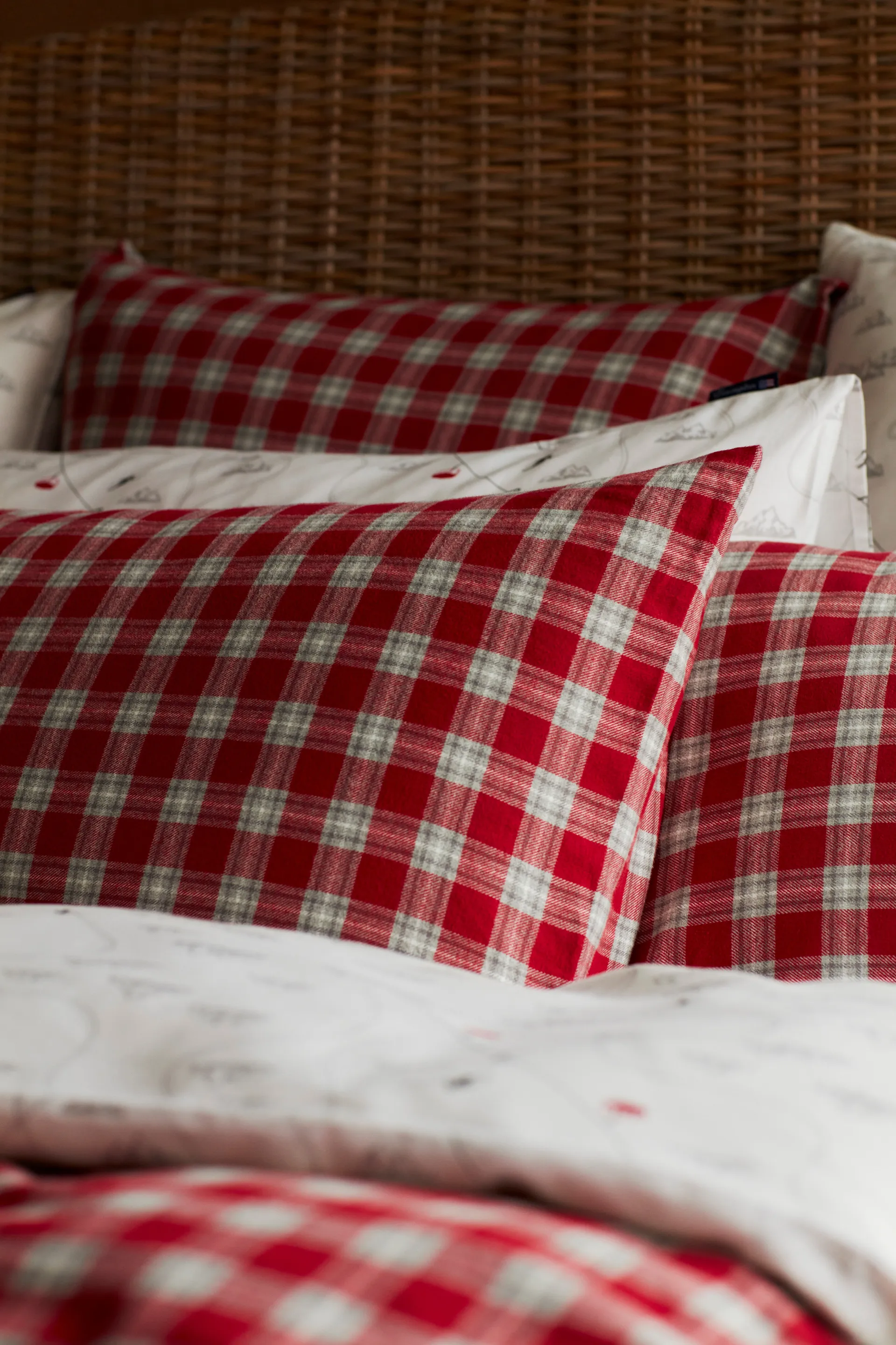 Red Checked Cotton Flannel -pussilakanasetti, 50 x 60 cm, 150 x 210 cm Lexington