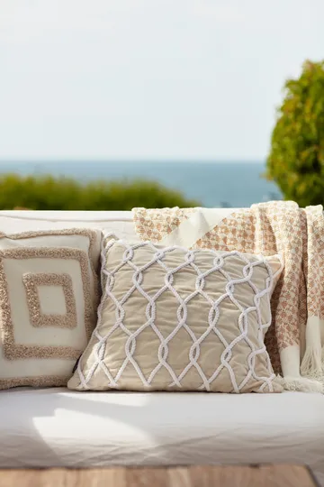 Rope Deco Canvas -tyynynpäällinen 50 x 50 cm - Vaaleanbeige-valkoinen - Lexington