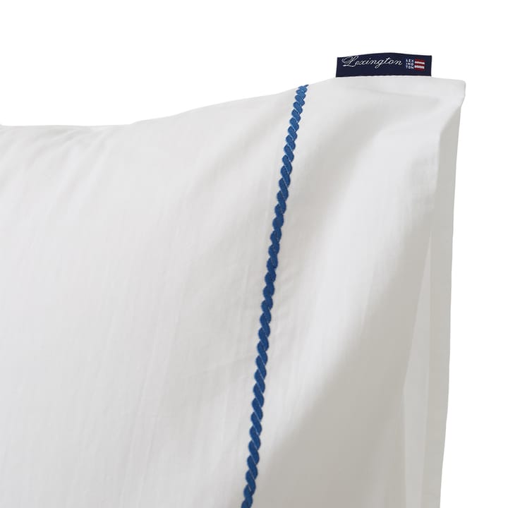 Rope Deco Embroidered Poplin -tyynyliina 50 x 60 cm - White-blue - Lexington