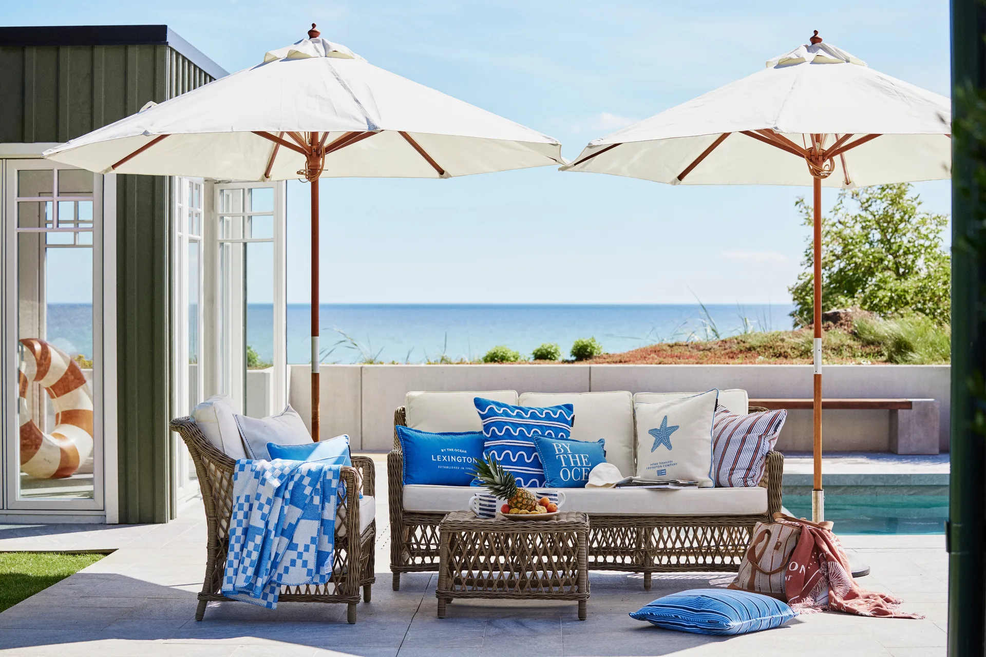 Rope Wave Cotton Canvas tyynynpäällinen 50x50 cm, Blue Lexington