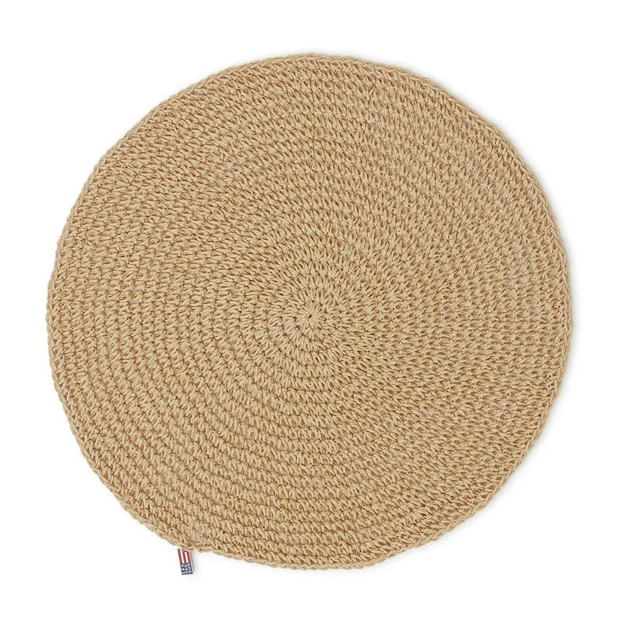 Round Recycled Paper Straw -pöytätabletti Ø 38, Beige Lexington
