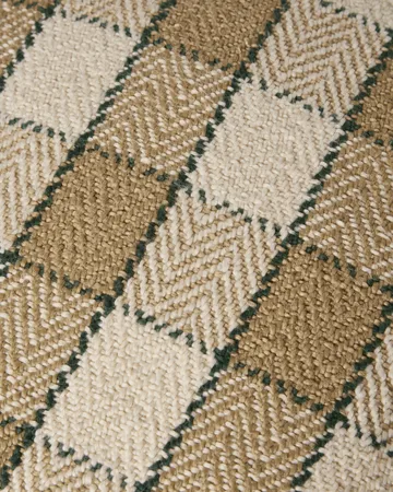 Ruudullinen luomupuuvillainen hapsureunainen tyynynpäällinen - Beige–vaaleabeige–vihreä - Lexington