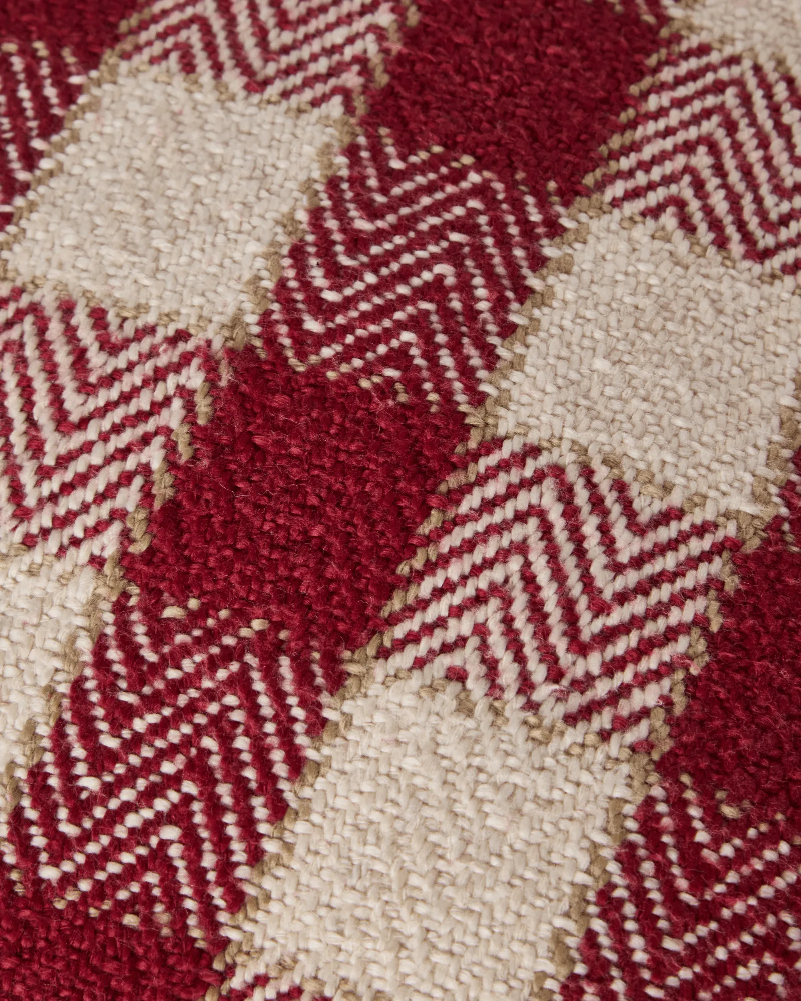 Ruudullinen luomupuuvillainen hapsureunainen tyynynpäällinen, Red-light beige–beige Lexington