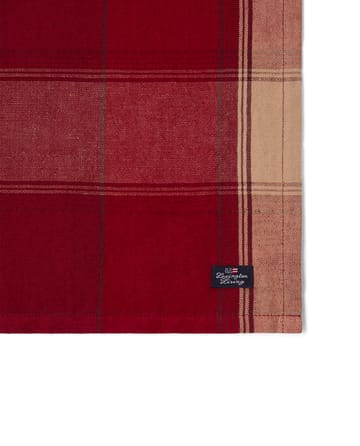 Ruudullinen pellava-puuvilla lautasliina 50x50 cm - Punabeige - Lexington
