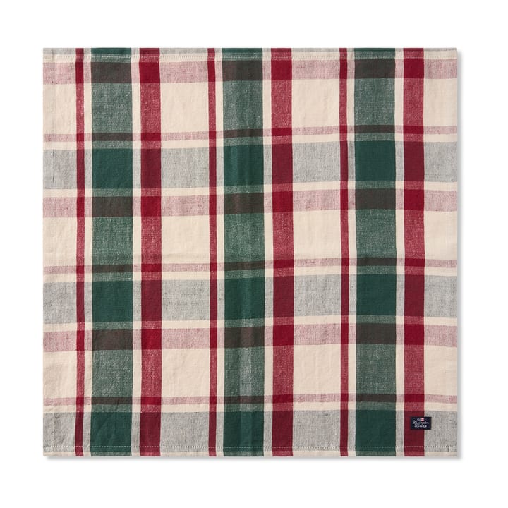 Ruudullinen pellava/puuvillainen lautasliina 50x50 cm - Vihreä-punainen-beige - Lexington