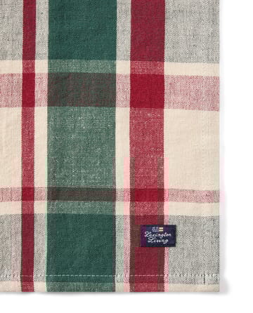Ruudullinen pellava/puuvillainen lautasliina 50x50 cm - Vihreä-punainen-beige - Lexington
