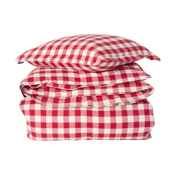 Ruudullinen puuvillaflanelli vuodevaatesetti - Red-light beige, 2 kpl 50x60 cm/220x220 cm - Lexington