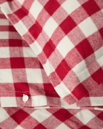 Ruudullinen puuvillaflanelli vuodevaatesetti - Red-light beige, 2 kpl 50x60 cm/220x220 cm - Lexington