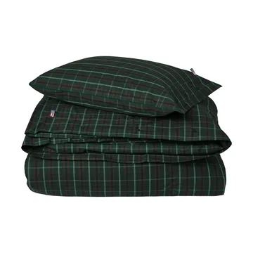 Ruudullinen puuvillaperkaalivuodevaatesetti - Green-navy, 2 kpl 50x60 cm/1 kpl 220x220 cm - Lexington