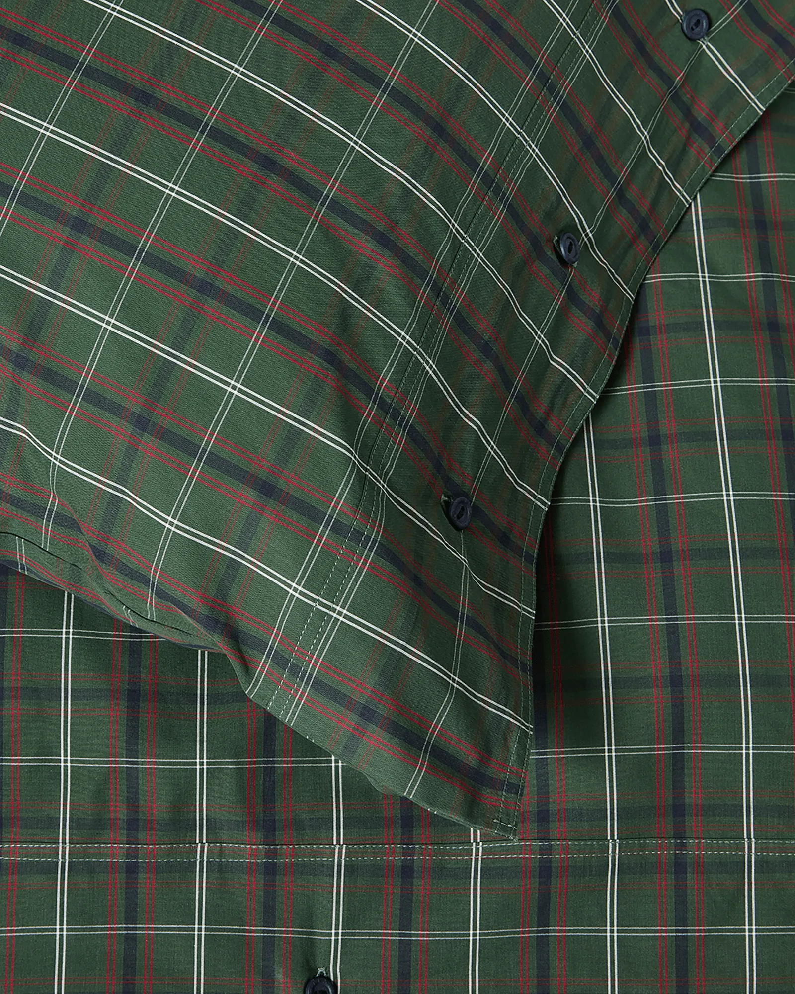 Ruudullinen puuvillaperkaalivuodevaatesetti, Green-navy, 2 kpl 50x60 cm/1 kpl 220x220 cm Lexington