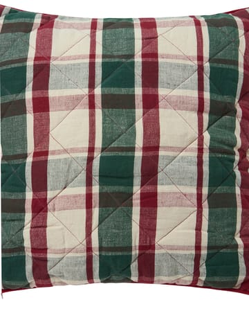Ruudullinen quiltattu pellava/puuvilla tyynynpäällinen 50x50 cm - Vihreä-punainen-beige - Lexington