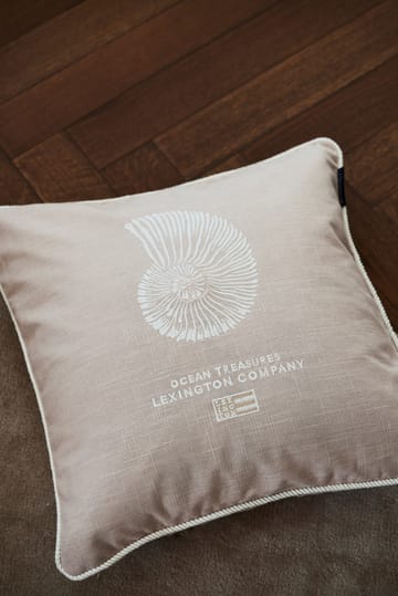 Sea Embroidered Recycled Cotton Tyynynpäällinen 50x50cm - Light Beige - Lexington
