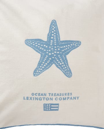 Sea Embroidered Recycled Cotton Tyynynpäällinen 50x50cm - White-blue - Lexington