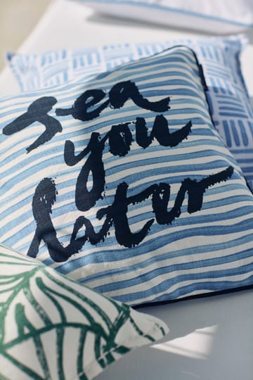 Sea You Later Cotton Canvas -tyynynpäällinen 50x50 cm - White-blue - Lexington