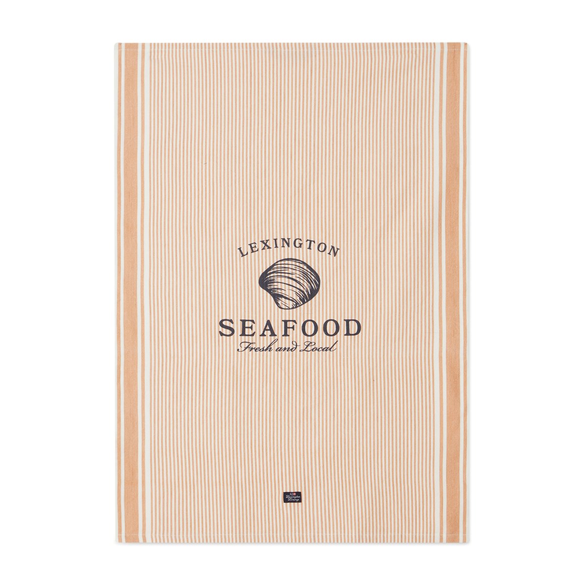 Lexington Seafood Striped & Printed -keittiöpyyhe 50 x 70 cm Beige-valkoinen