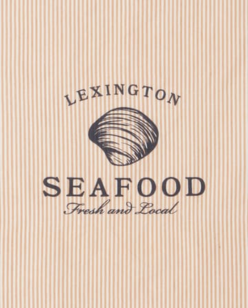Seafood Striped & Printed -keittiöpyyhe 50 x 70 cm - Beige-valkoinen - Lexington