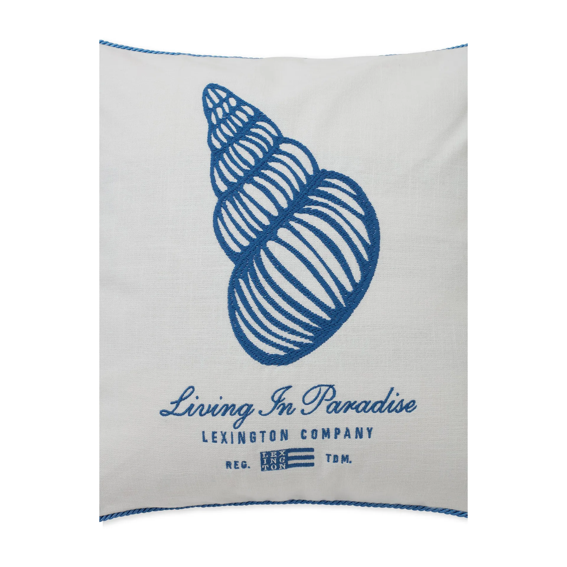 Seashell Cotton Canvas -tyynynpäällinen 50x50 cm, White-blue Lexington
