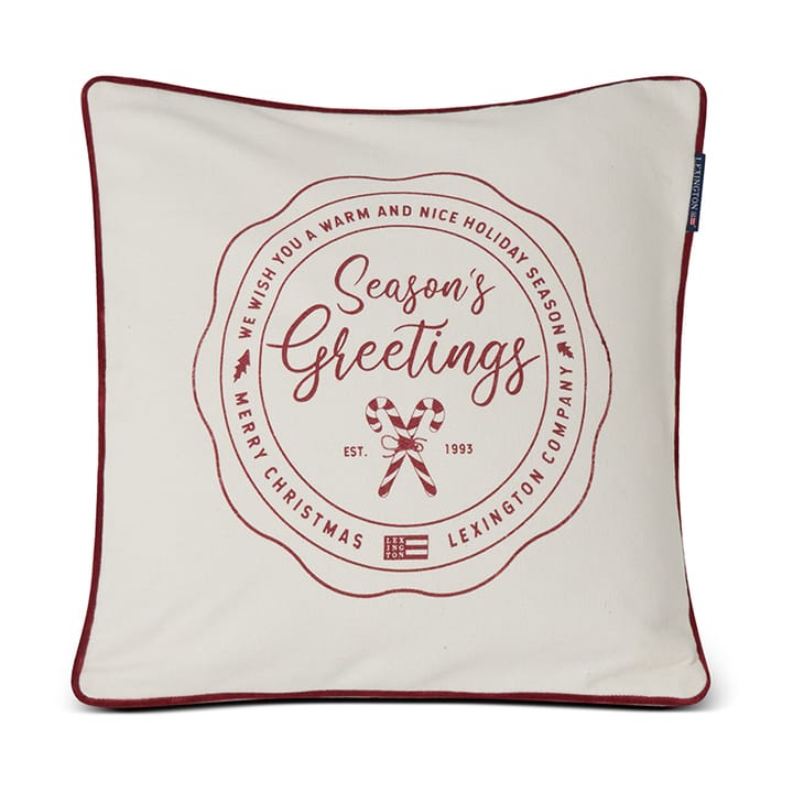 Seasons Greetings Cotton -tyynynpäällinen 50 x 50 cm - Off white-red - Lexington