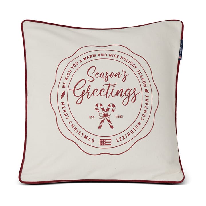 Seasons Greetings Cotton -tyynynpäällinen 50 x 50 cm - Off white-red - Lexington