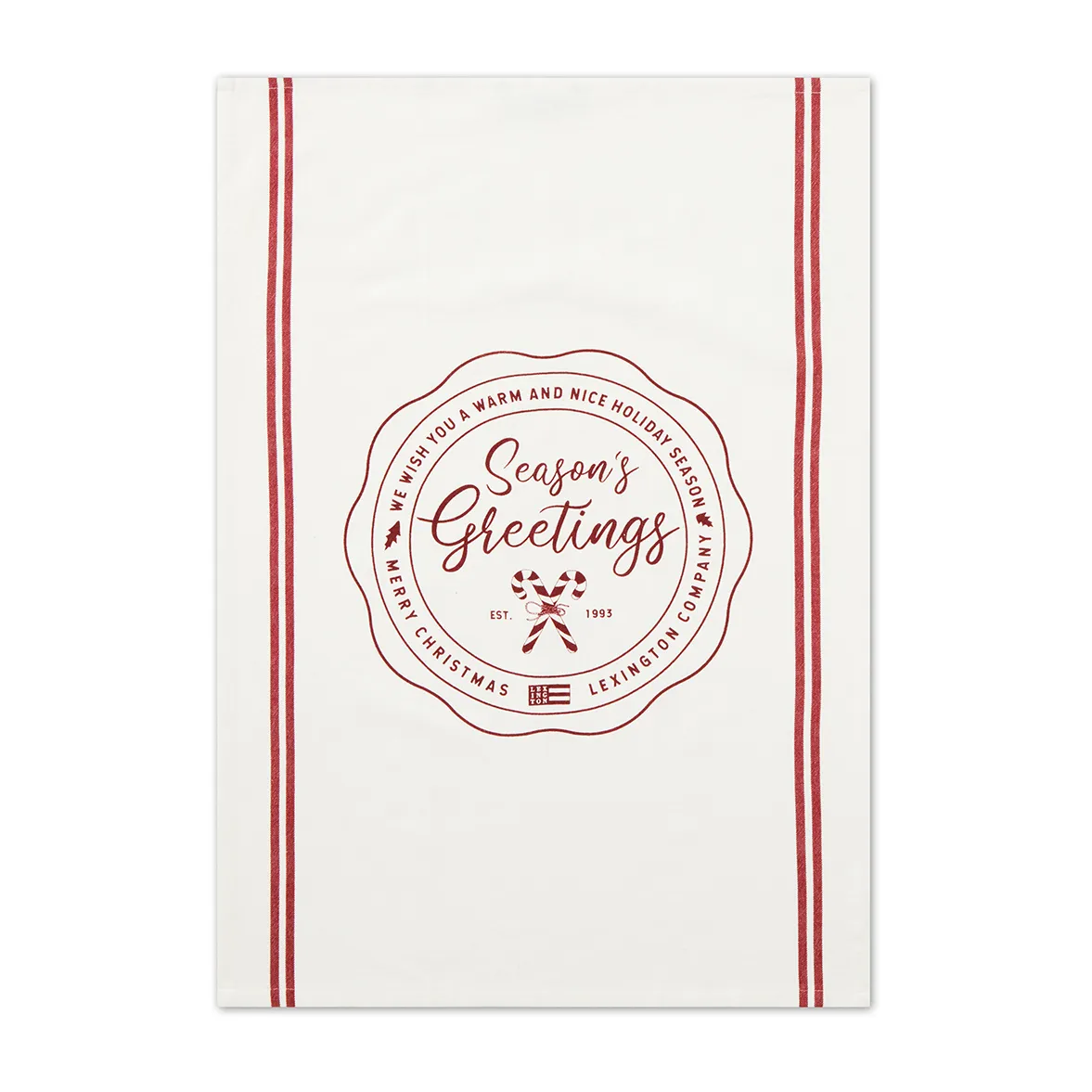 Seasons Greetings Printed -keittiöpyyhe 50 x 70 cm, White-red Lexington