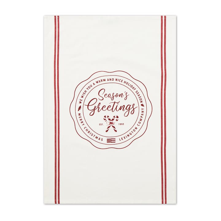 Seasons Greetings Printed -keittiöpyyhe 50 x 70 cm - White-red - Lexington