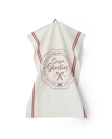 Seasons Greetings Printed -keittiöpyyhe 50 x 70 cm - White-red - Lexington