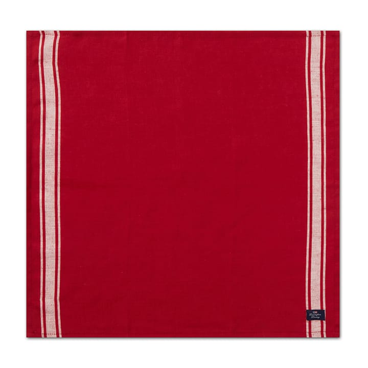 Side Striped Cotton Linen -lautasliina 50 x 50 cm - Red-white - Lexington