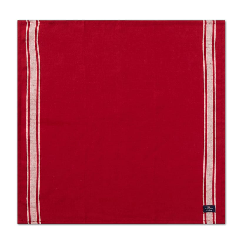 Lexington Side Striped Cotton Linen -lautasliina 50 x 50 cm Red-white