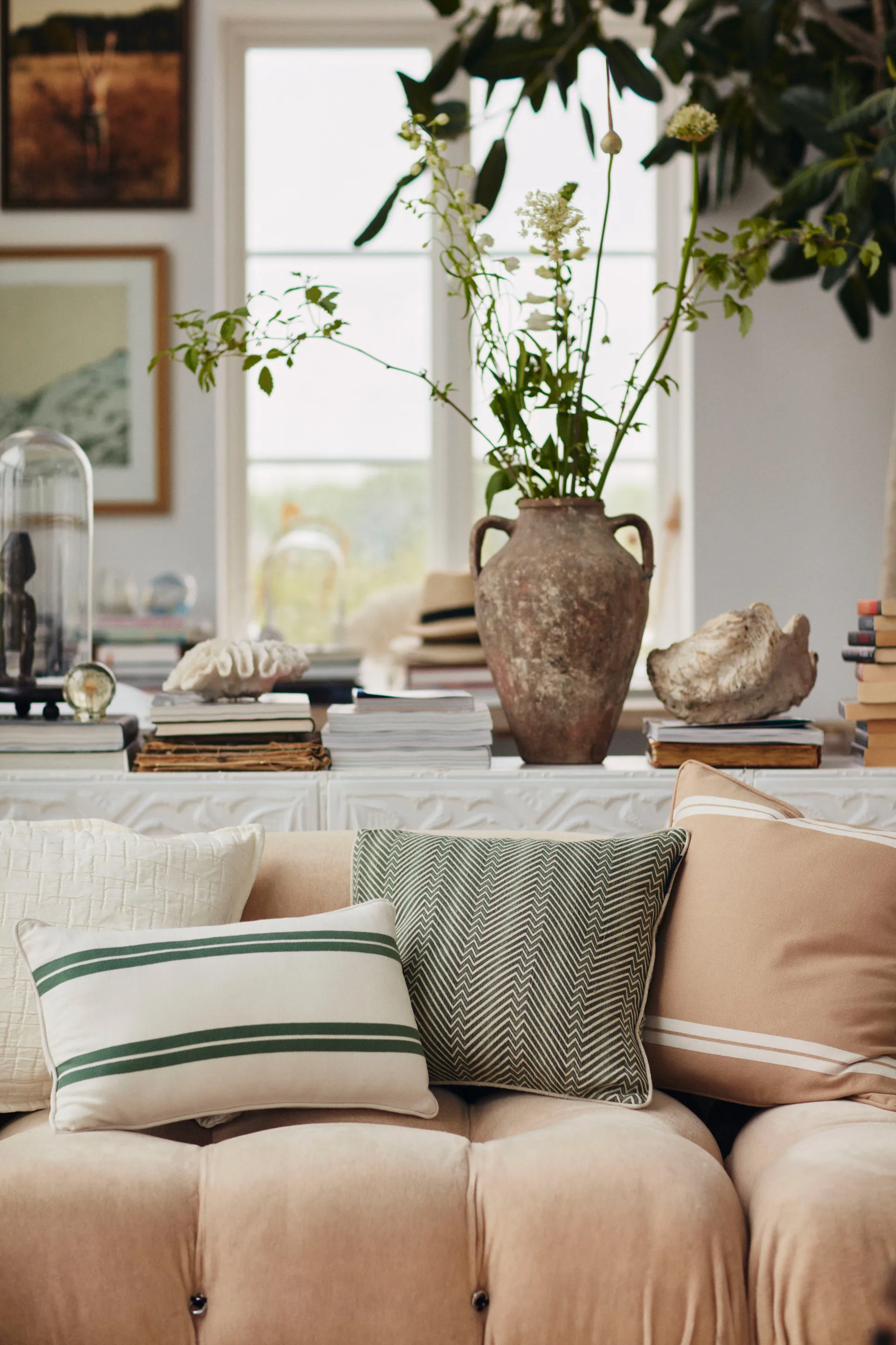 Side Striped -tyynynpäällinen 50x50 cm, Beige-white Lexington