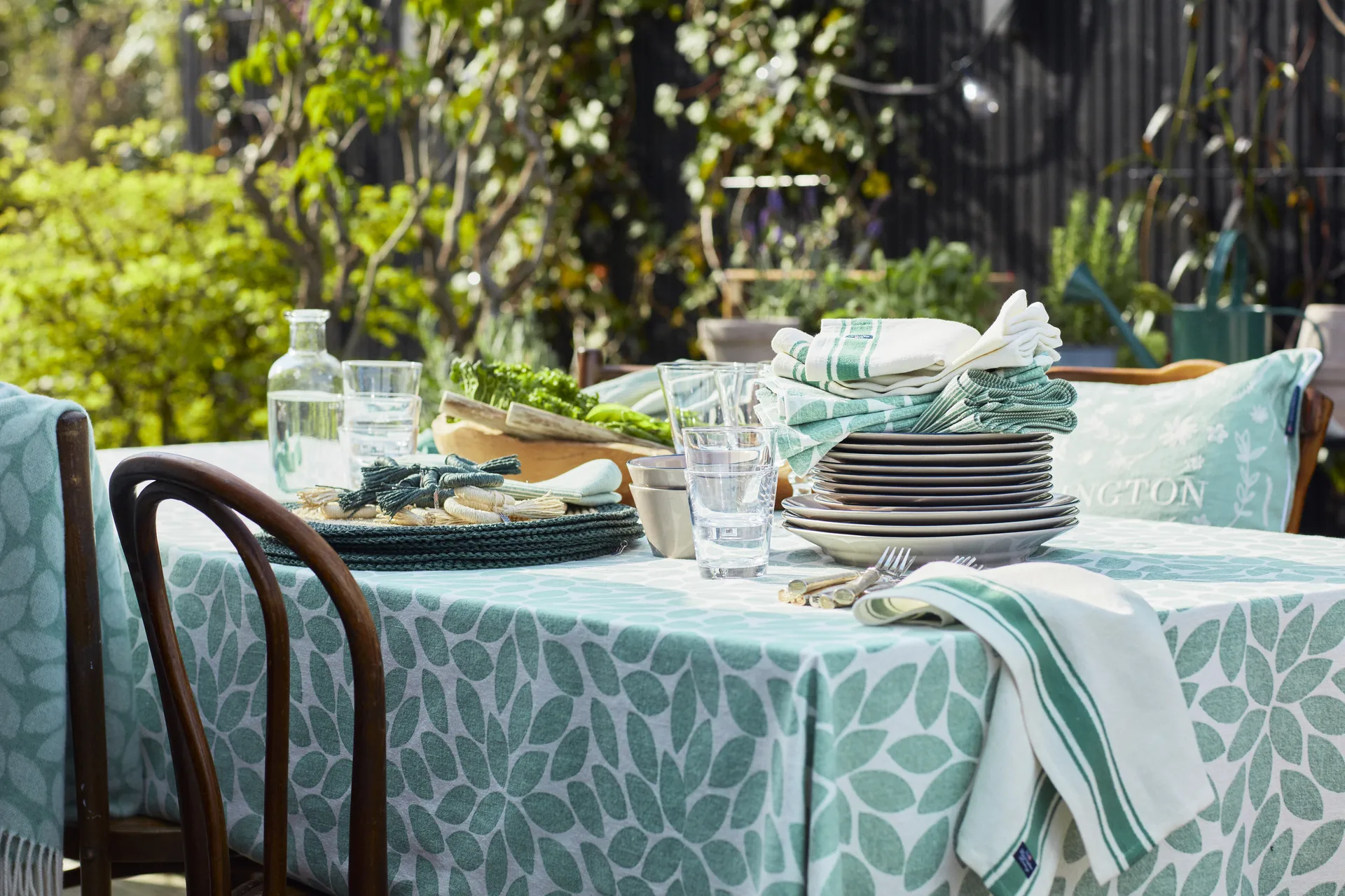 Side Stripes -kangaslautasliina 50 x 50 cm, Vihreä Lexington