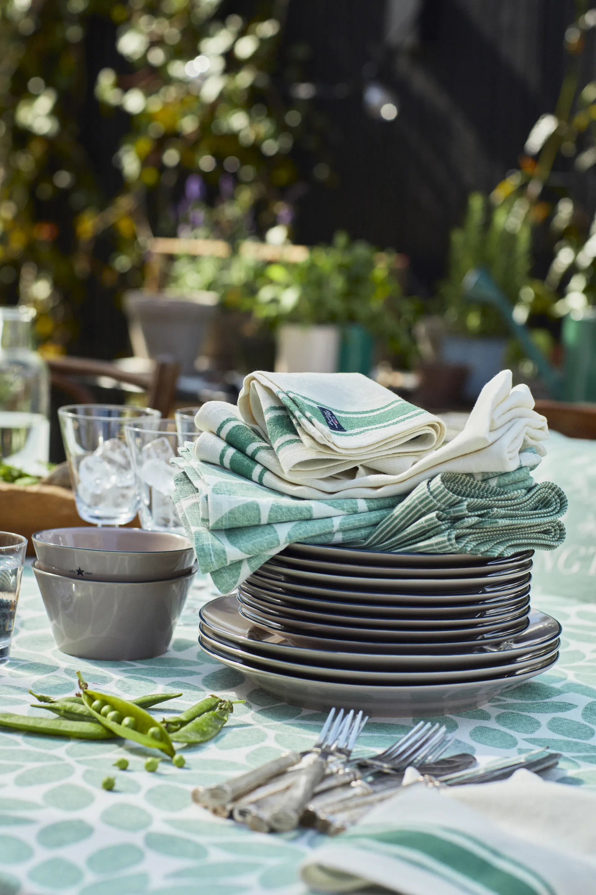 Side Stripes -kangaslautasliina 50 x 50 cm, Vihreä Lexington