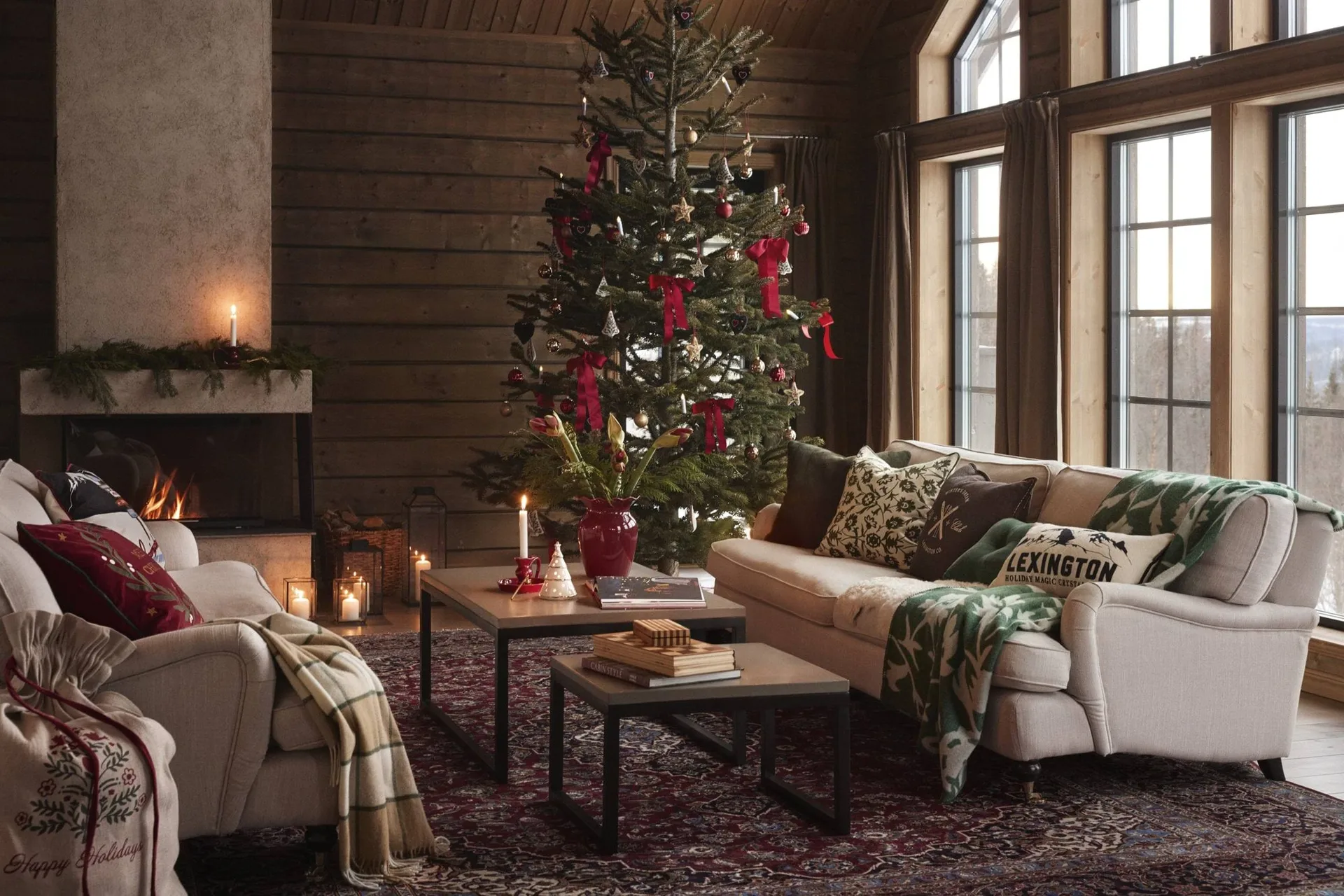 Ski Club luomupuuvillainen tyynynpäällinen, Navy–vaalea beige, 50x50 cm Lexington